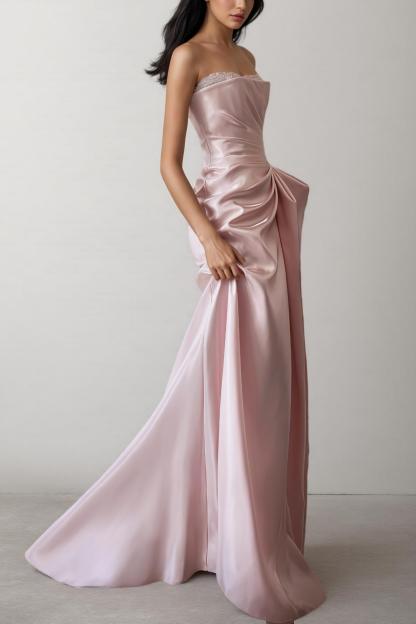Satin Rivet Off-Shoulder Maxi Dress