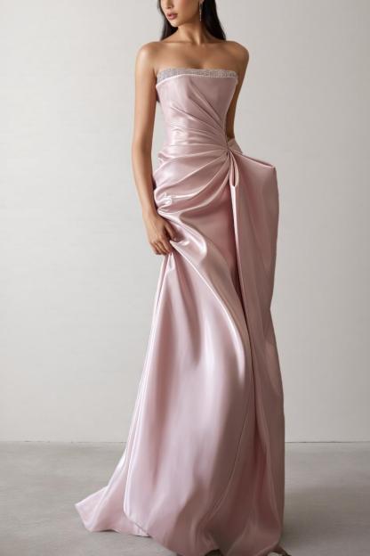 Satin Rivet Off-Shoulder Maxi Dress