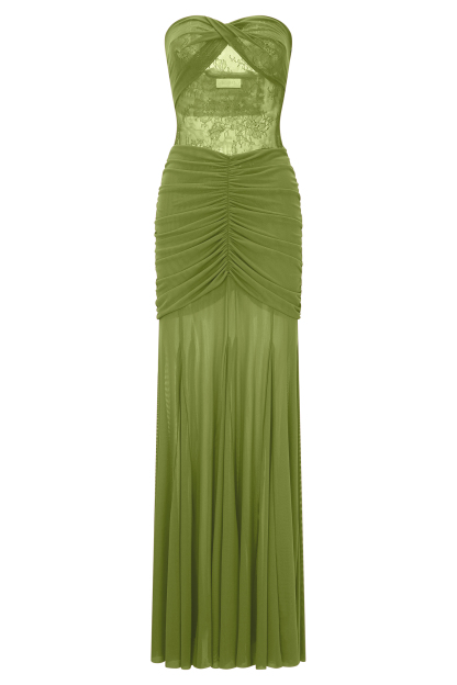 Mesh Splicing Lace Off-Shoulder Maxi Dress