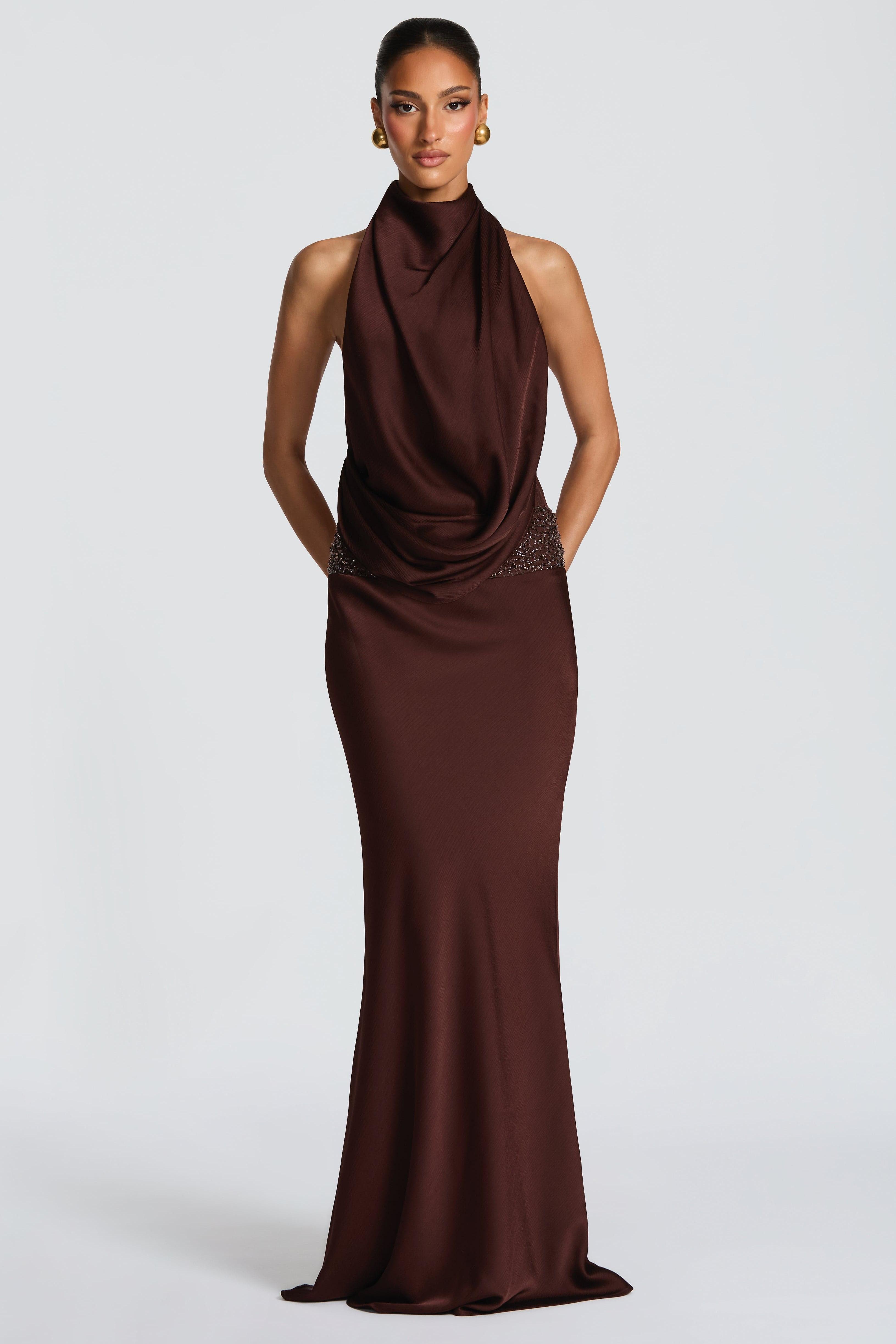 Chiffon Sequin Backless Maxi Dress