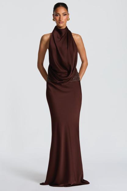 Chiffon Sequin Backless Maxi Dress