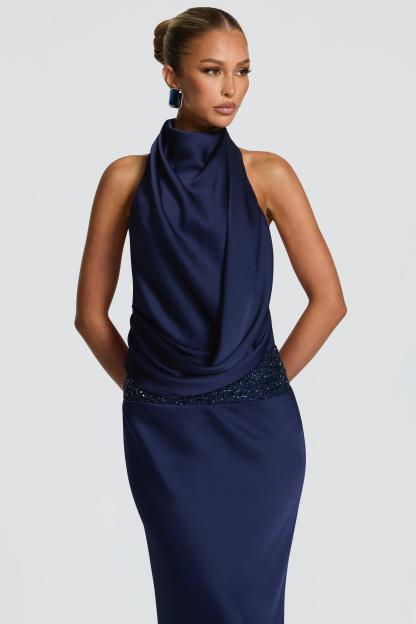 Chiffon Sequin Backless Maxi Dress