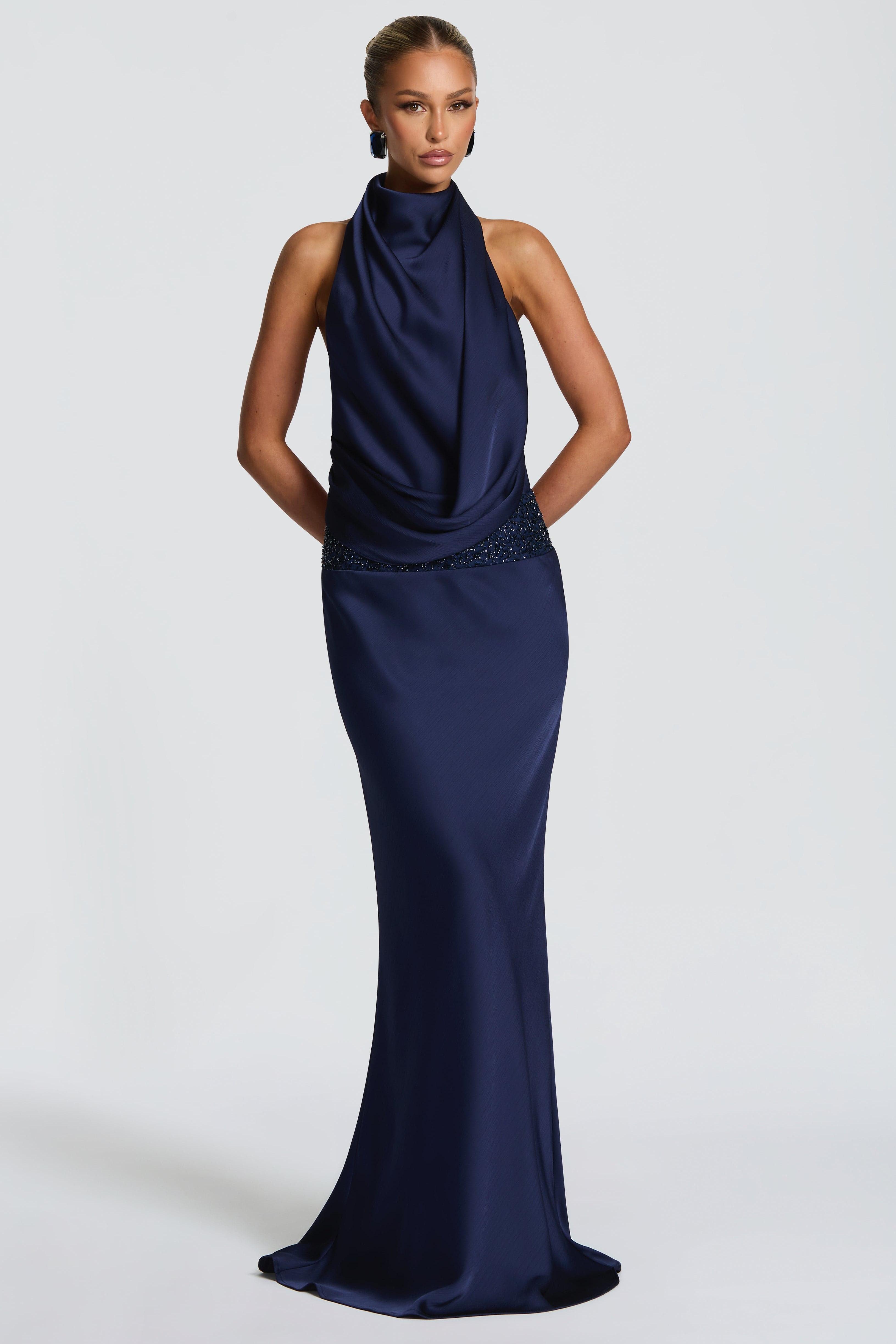 Chiffon Sequin Backless Maxi Dress