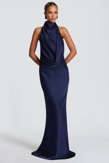 Chiffon Sequin Backless Maxi Dress