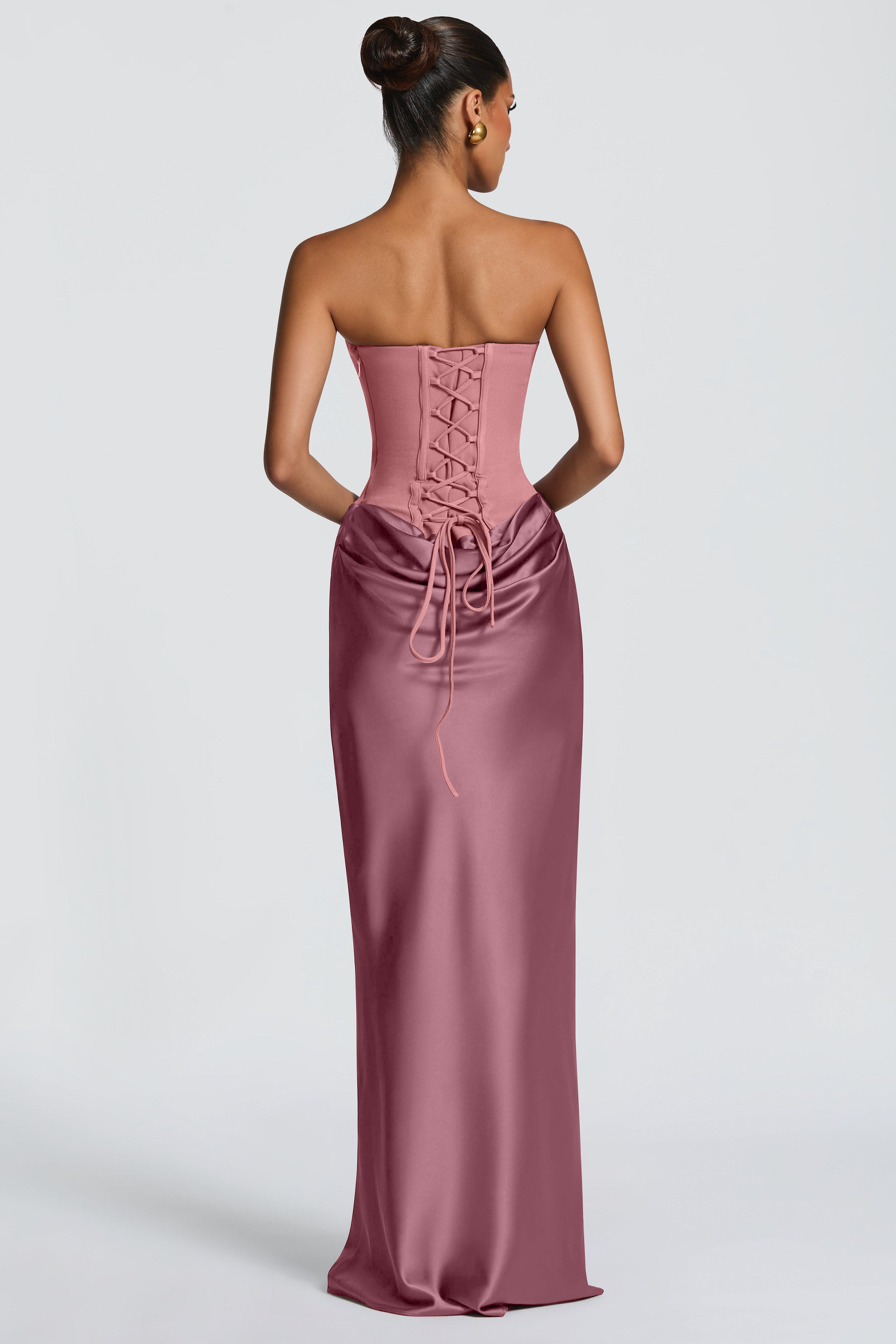 Jersey Splicing Satin Tie-Up Maxi Dress
