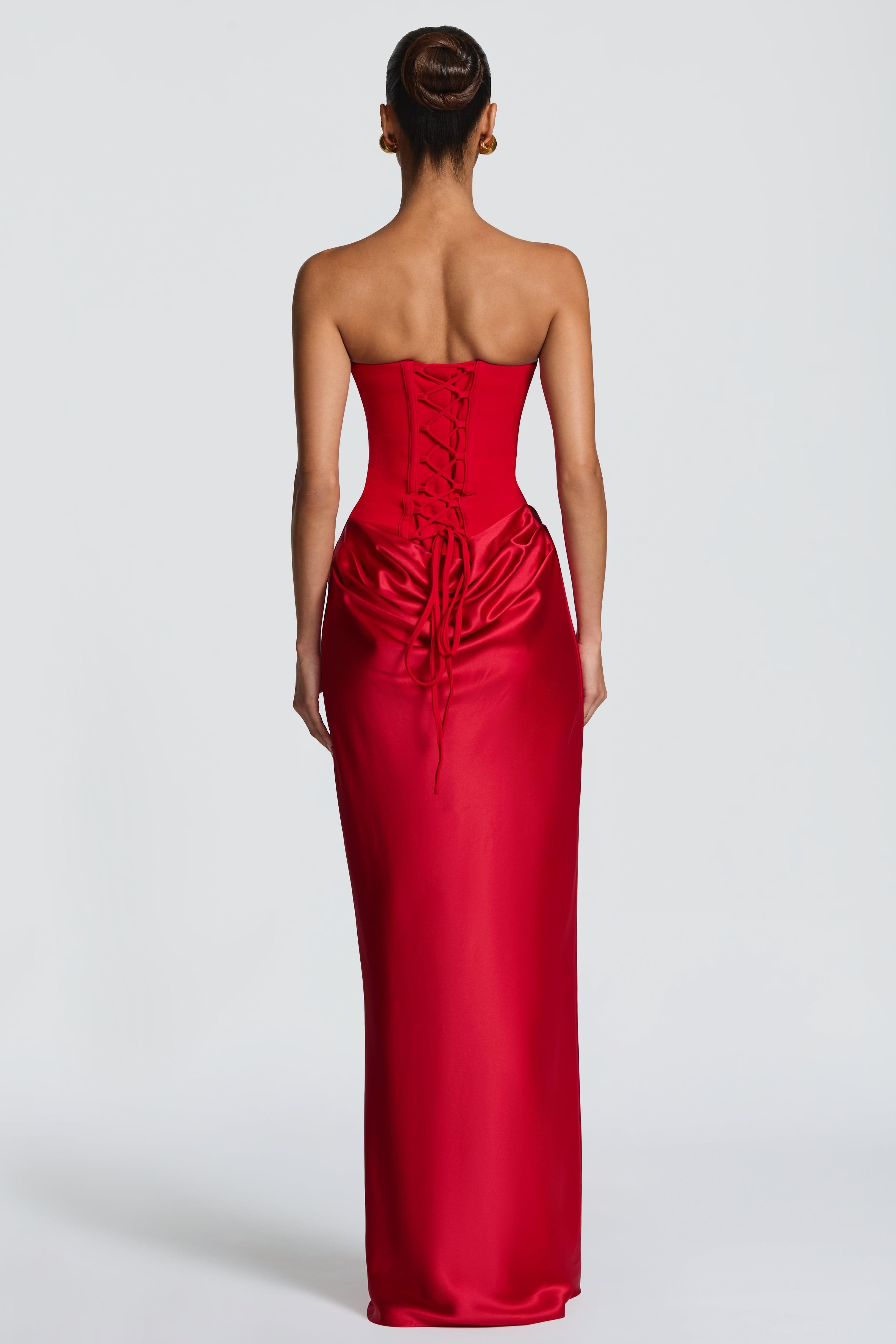 Jersey Splicing Satin Tie-Up Maxi Dress