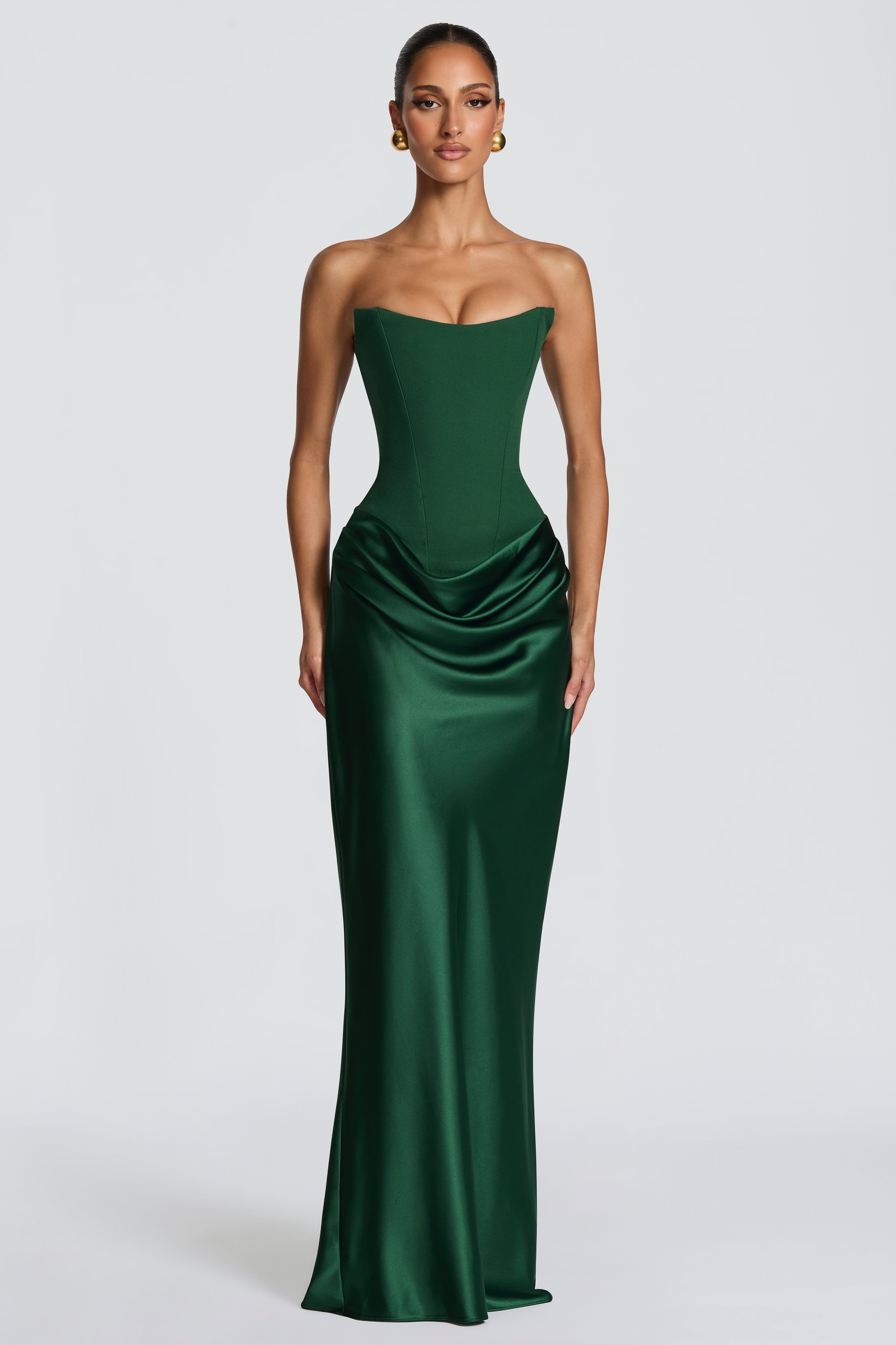 Jersey Splicing Satin Tie-Up Maxi Dress