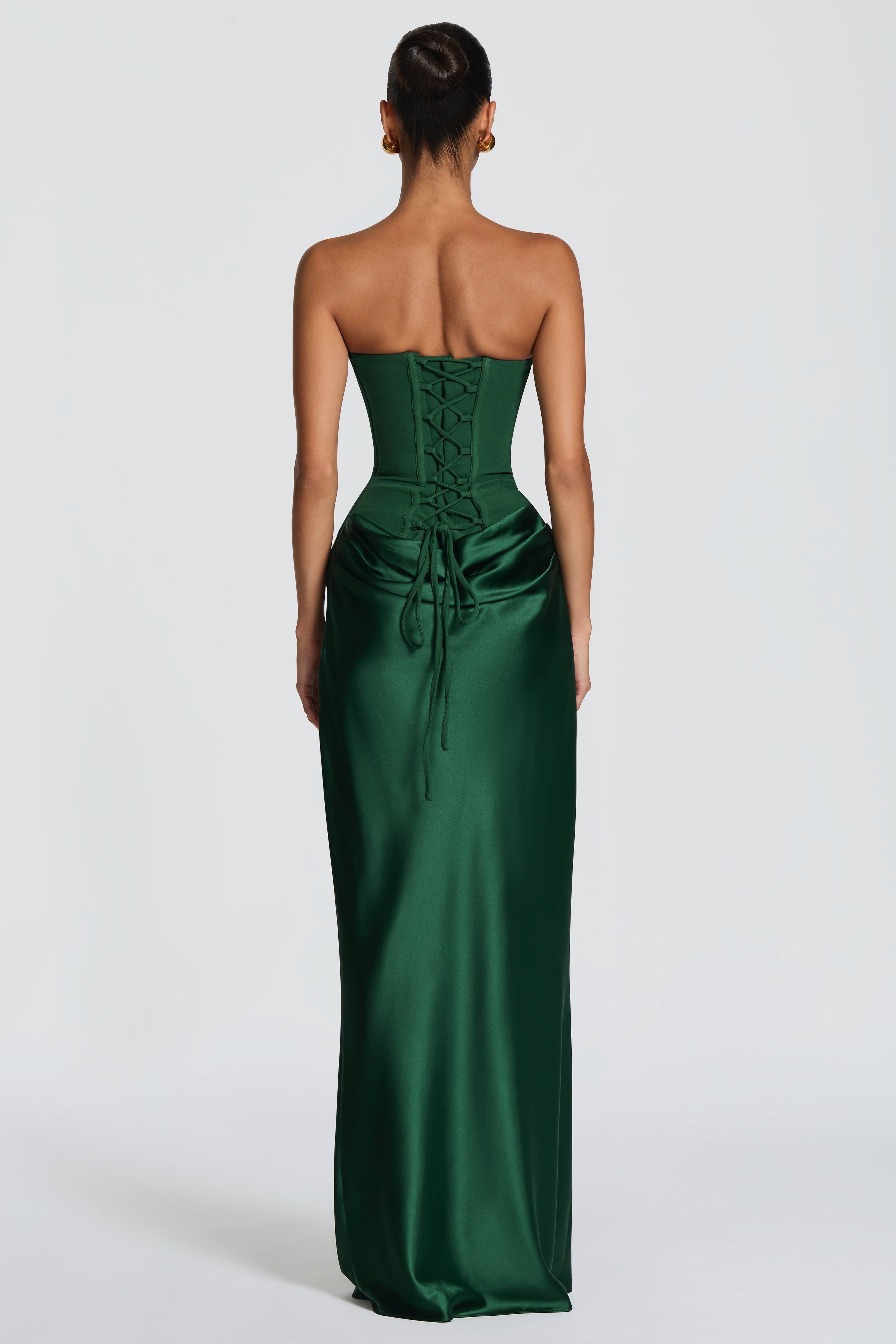 Jersey Splicing Satin Tie-Up Maxi Dress