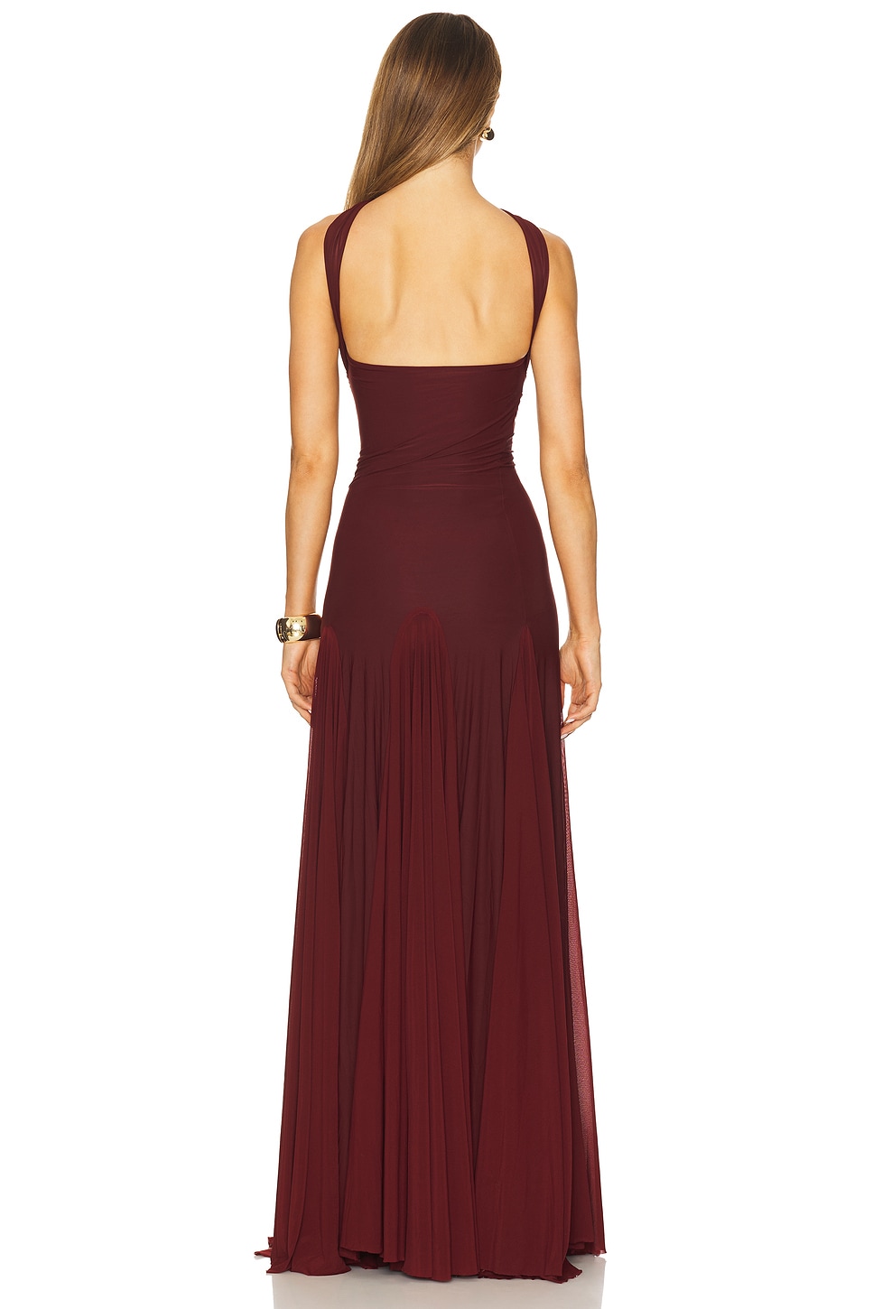 Halter Neck Gathering Solid Maxi Dress