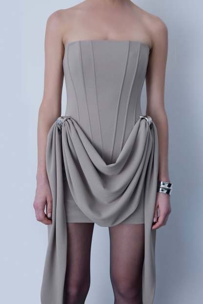 Corset Off Shoulder Draped Mini Dress