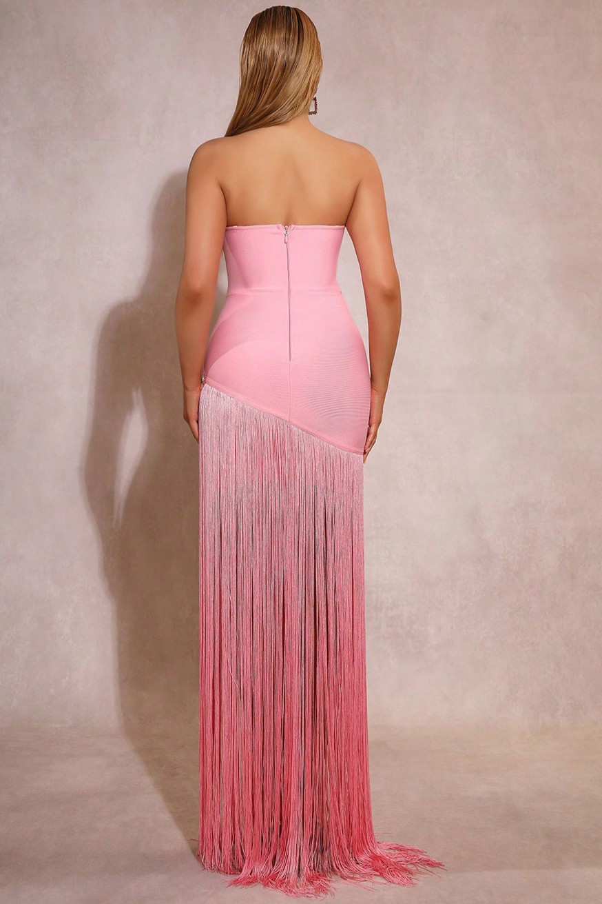 Beaded Embroidered Tassel Maxi Dress