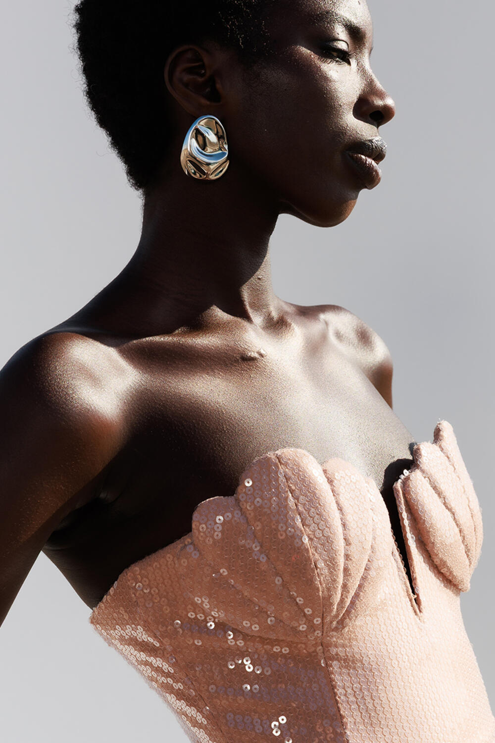 Sequin Off Shoulder Solid Maxi Dress