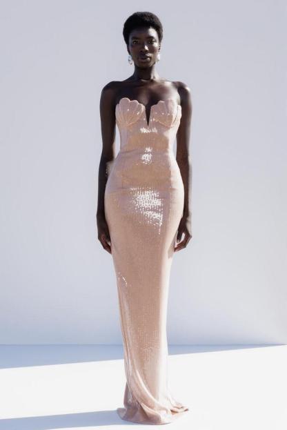 Sequin Off Shoulder Solid Maxi Dress