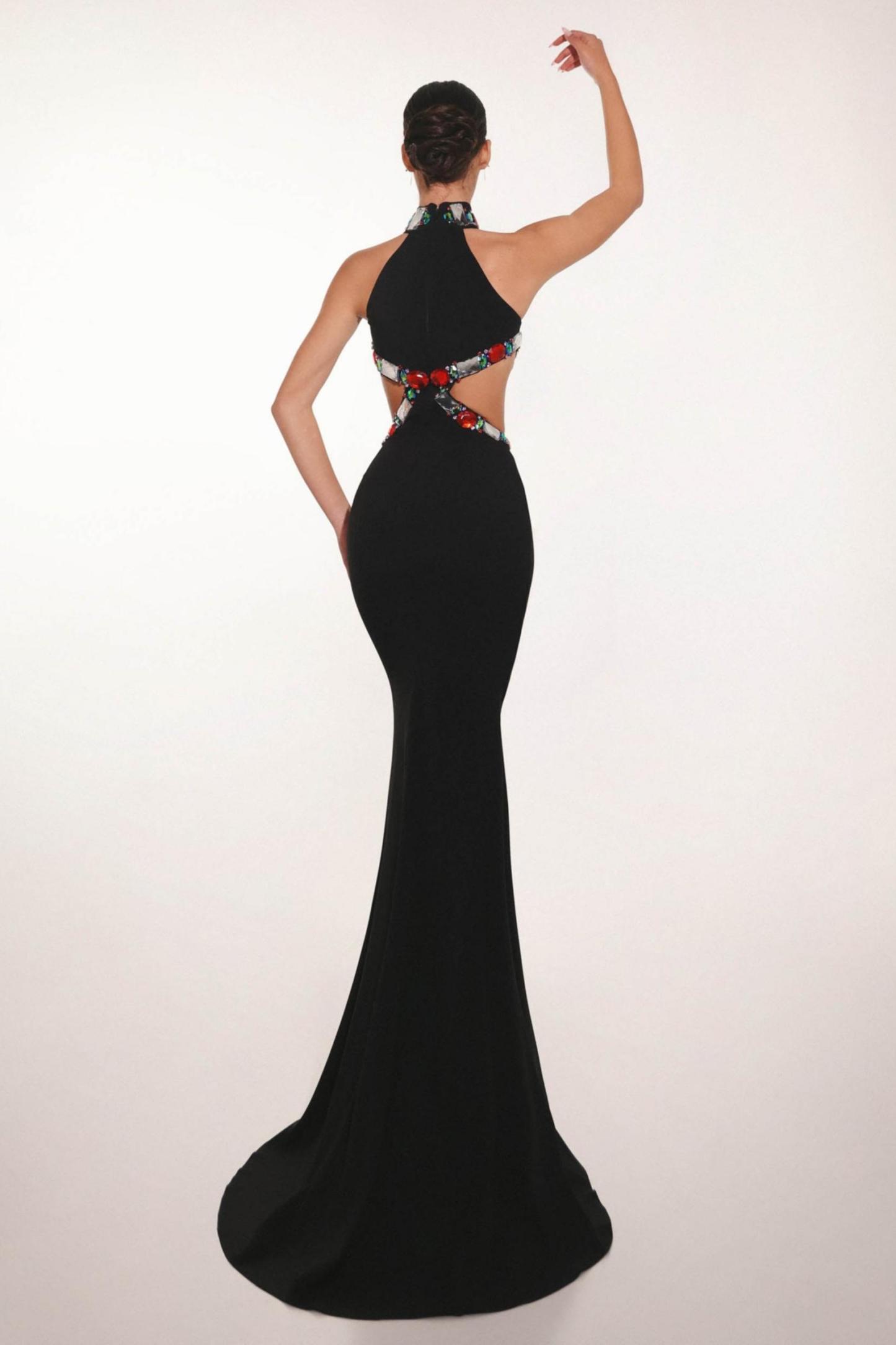 Bandage Rhinestone Cut-Out Maxi Dress