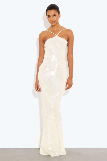 Sequin Halter Neck Sleeveless Maxi Dress