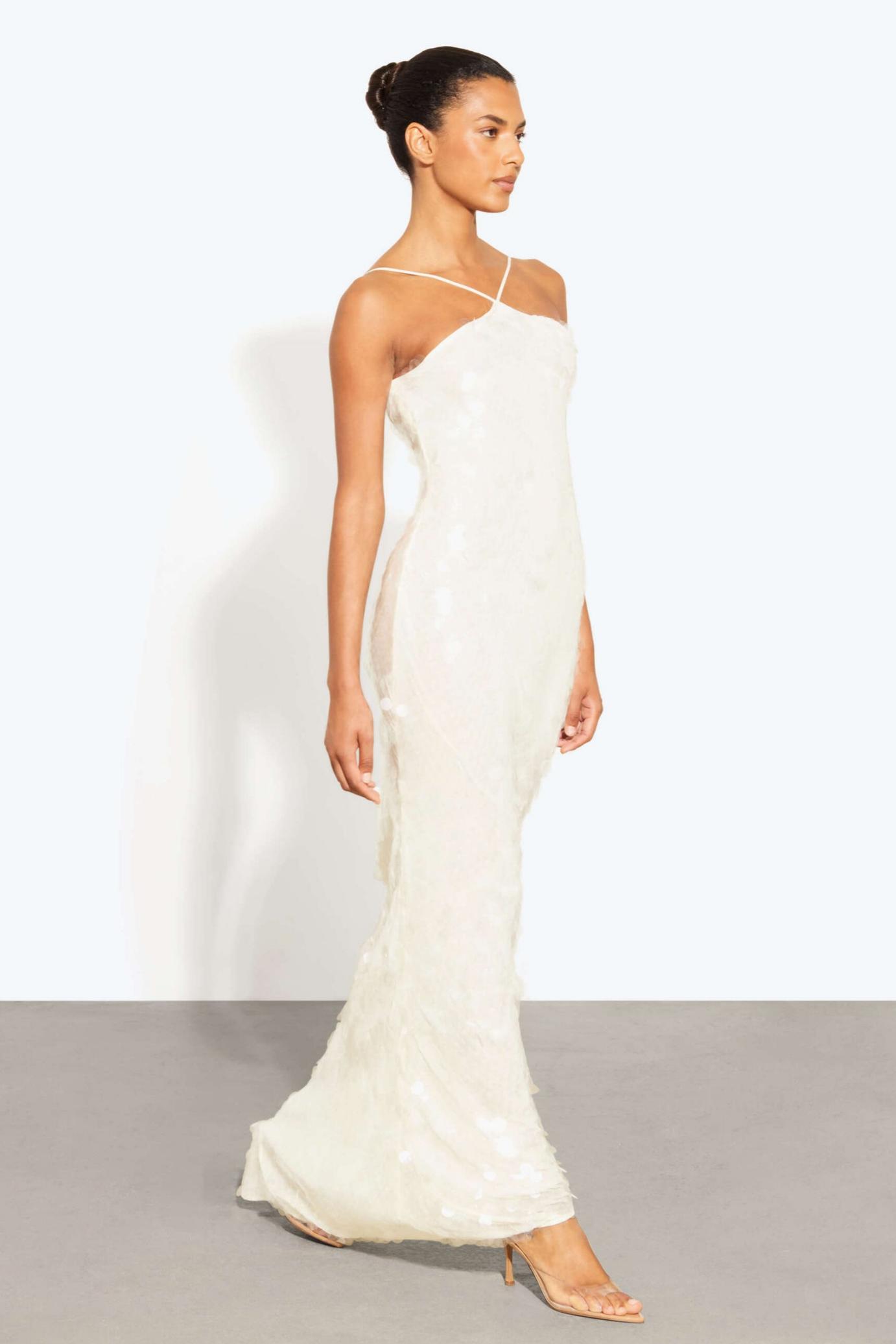 Sequin Halter Neck Sleeveless Maxi Dress