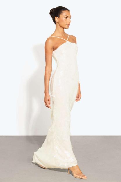 Sequin Halter Neck Sleeveless Maxi Dress