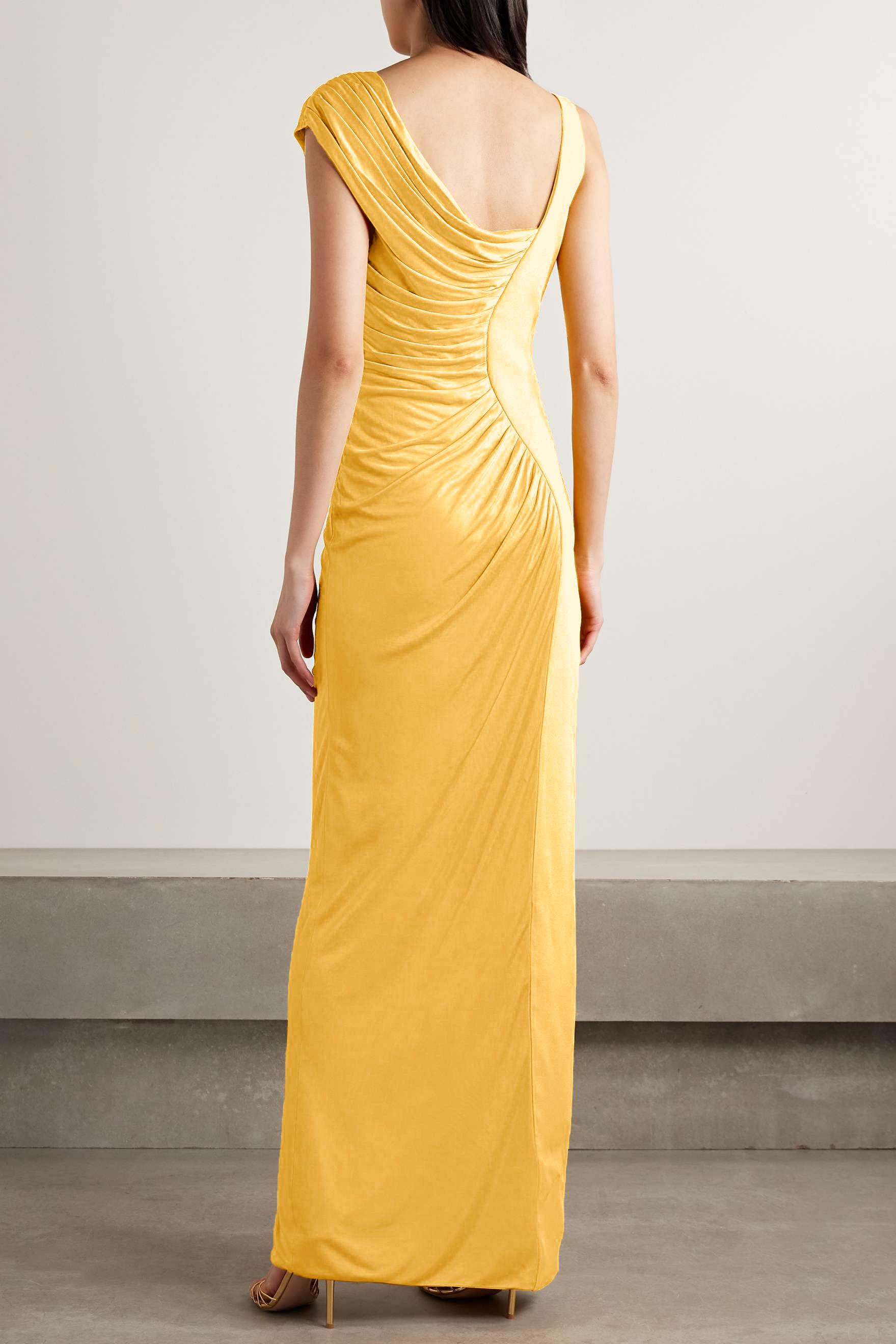 Satin Metal Decorations Slit Midi Dress