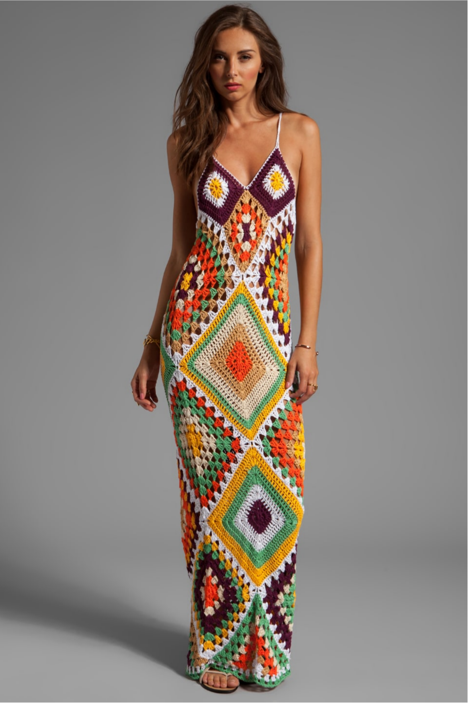 Crochet Cut-Out Slip Maxi Dress