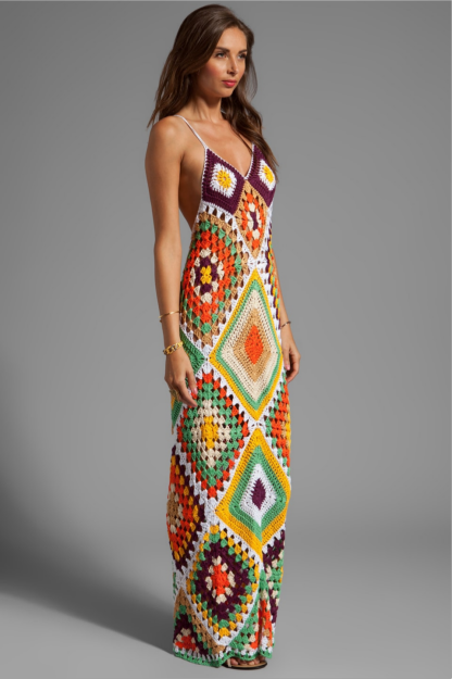 Crochet Cut-Out Slip Maxi Dress