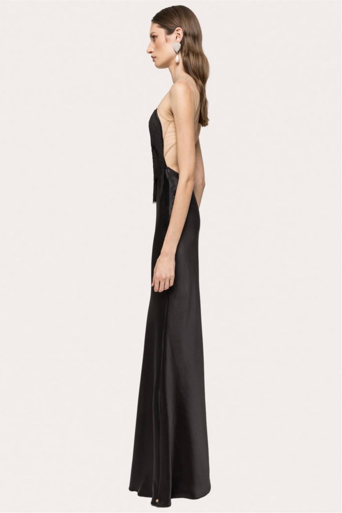 Satin Tassel See-Through Maxi Dress