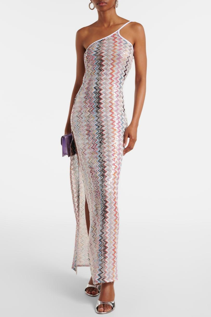 Crochet Off Shoulder Slit Maxi Dress