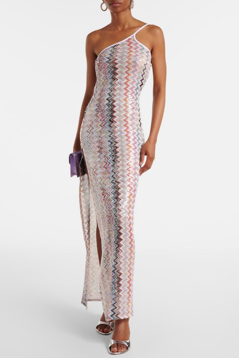 Crochet Off Shoulder Slit Maxi Dress