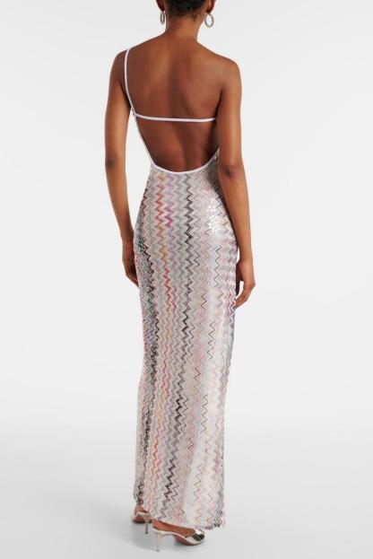 Crochet Off Shoulder Slit Maxi Dress