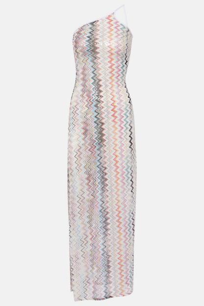 Crochet Off Shoulder Slit Maxi Dress