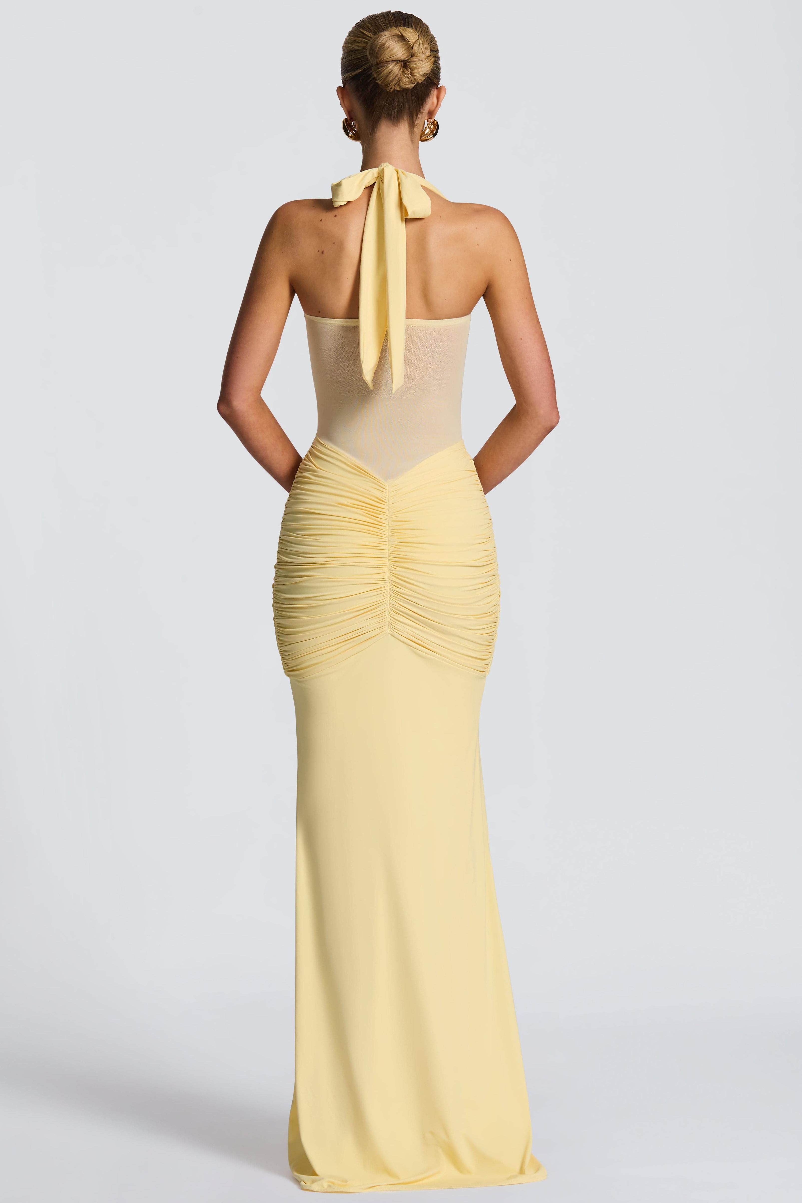 Jersey See-Through Halter Neck Maxi Dress