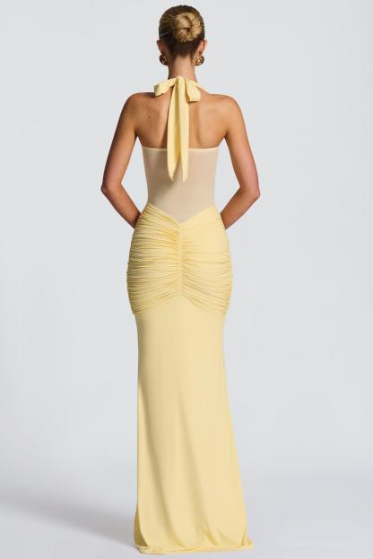 Jersey See-Through Halter Neck Maxi Dress