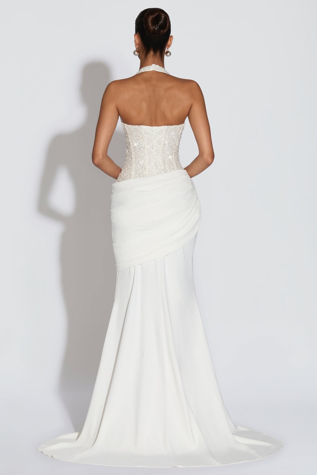 Sequin Splicing Jersey Halter Neck Maxi Dress