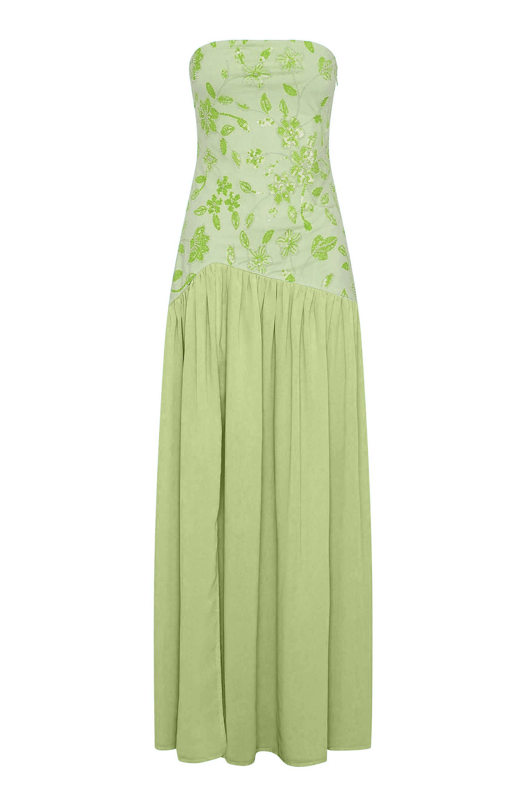 Chiffon Sequin Embroidered Off Shoulder Maxi Dress