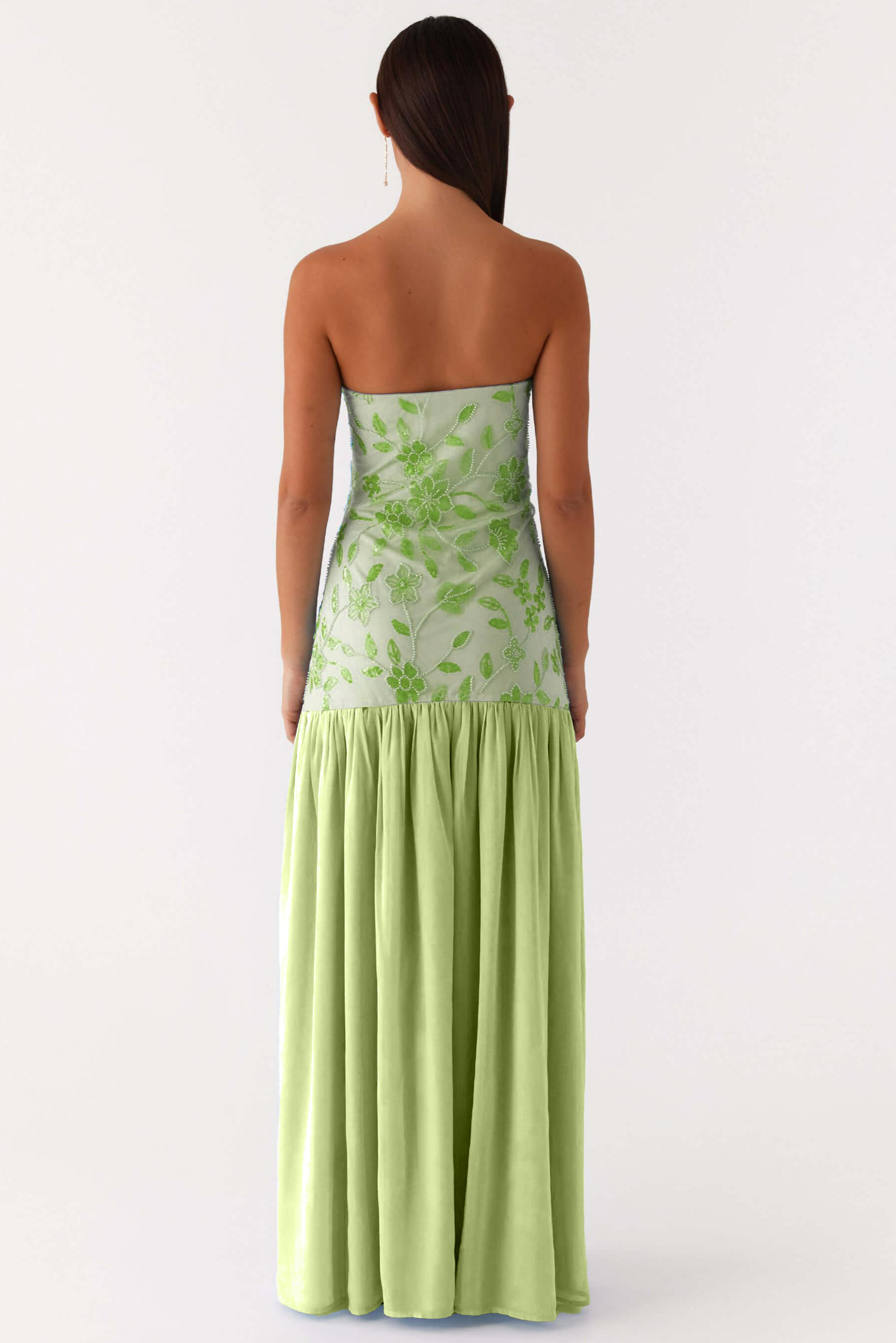 Chiffon Sequin Embroidered Off Shoulder Maxi Dress