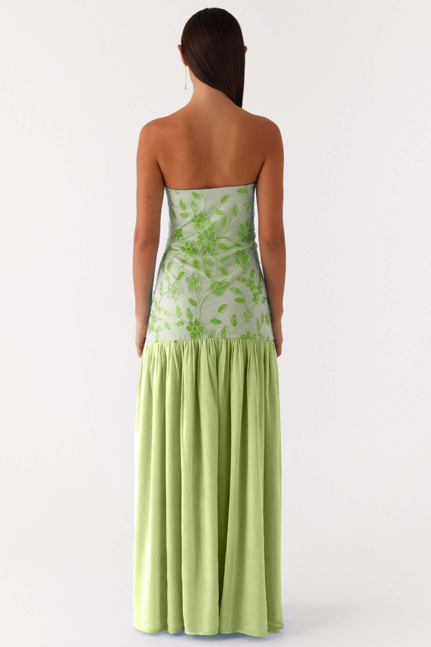 Chiffon Sequin Embroidered Off Shoulder Maxi Dress