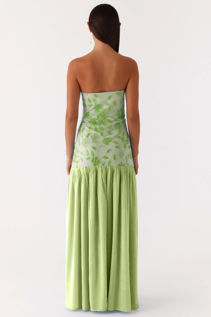 Chiffon Sequin Embroidered Off Shoulder Maxi Dress