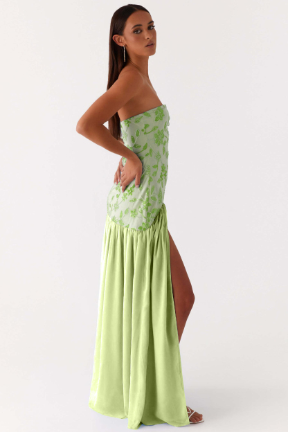 Chiffon Sequin Embroidered Off Shoulder Maxi Dress