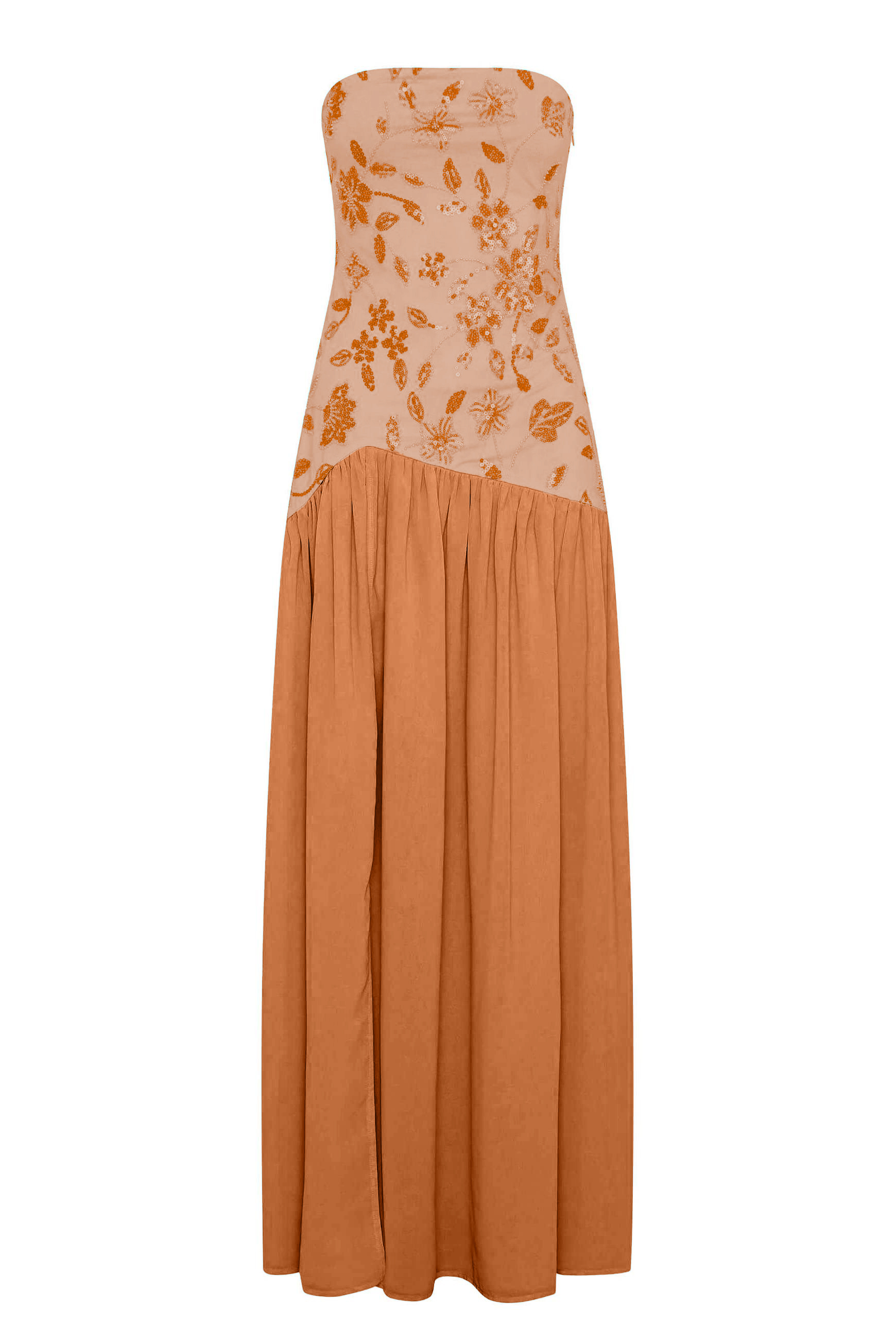 Chiffon Sequin Embroidered Off Shoulder Maxi Dress