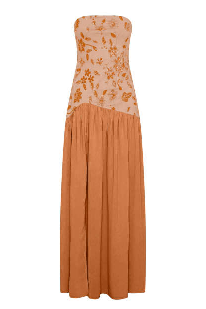 Chiffon Sequin Embroidered Off Shoulder Maxi Dress