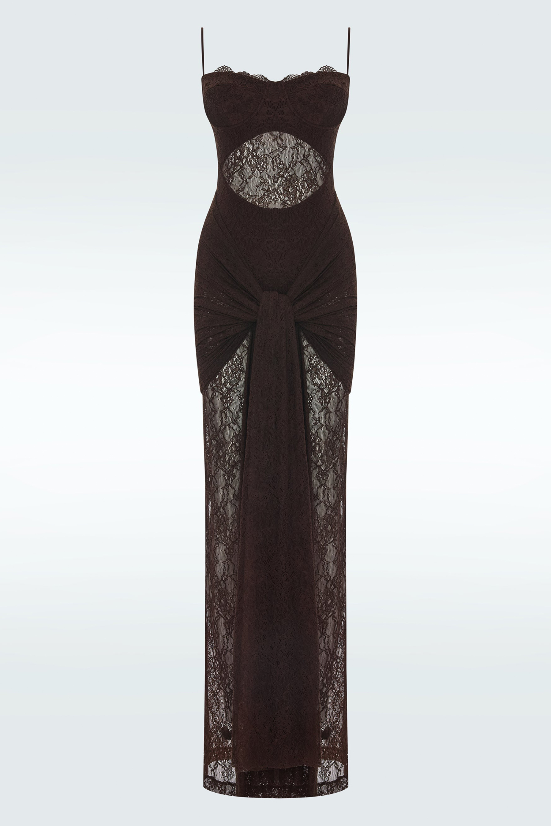 Lace See-Through Slip Maxi Dress
