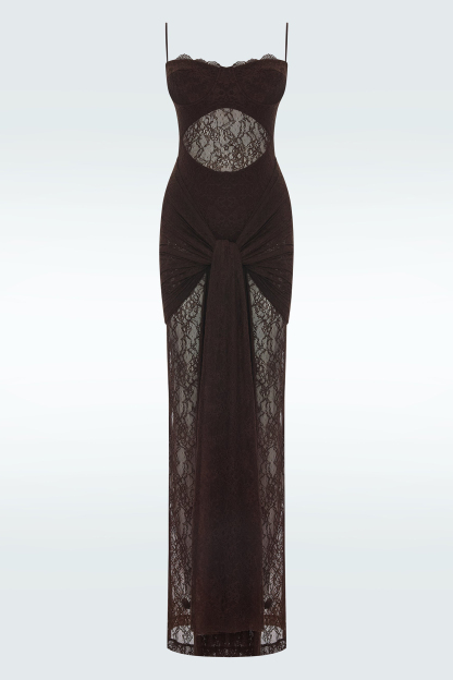 Lace See-Through Slip Maxi Dress