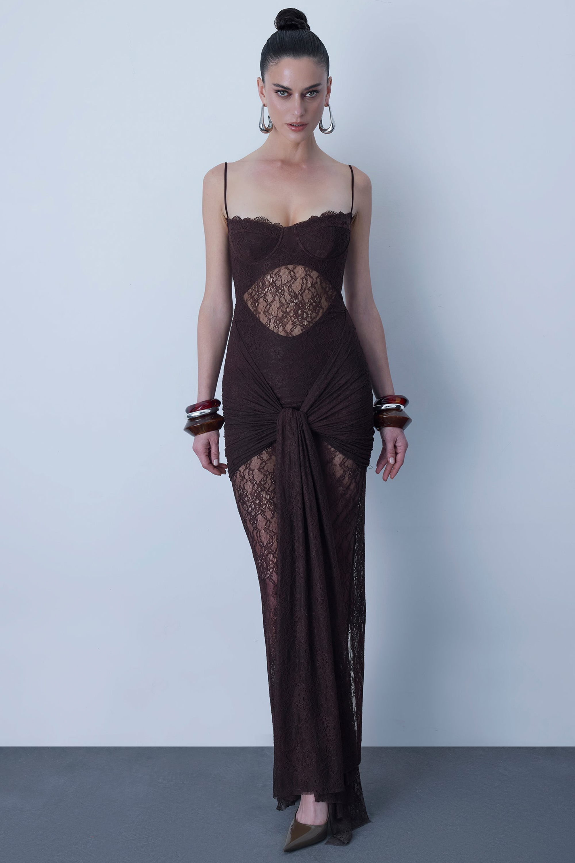 Lace See-Through Slip Maxi Dress