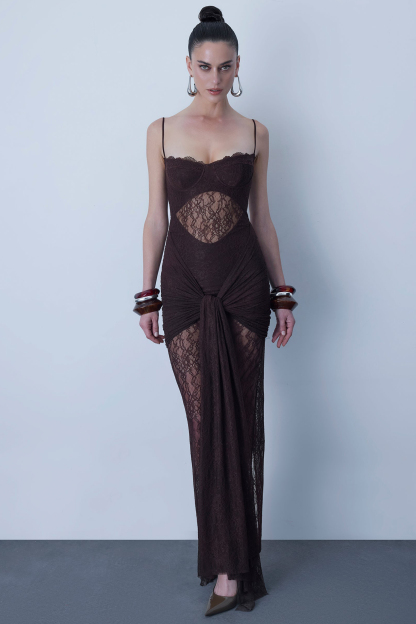 Lace See-Through Slip Maxi Dress