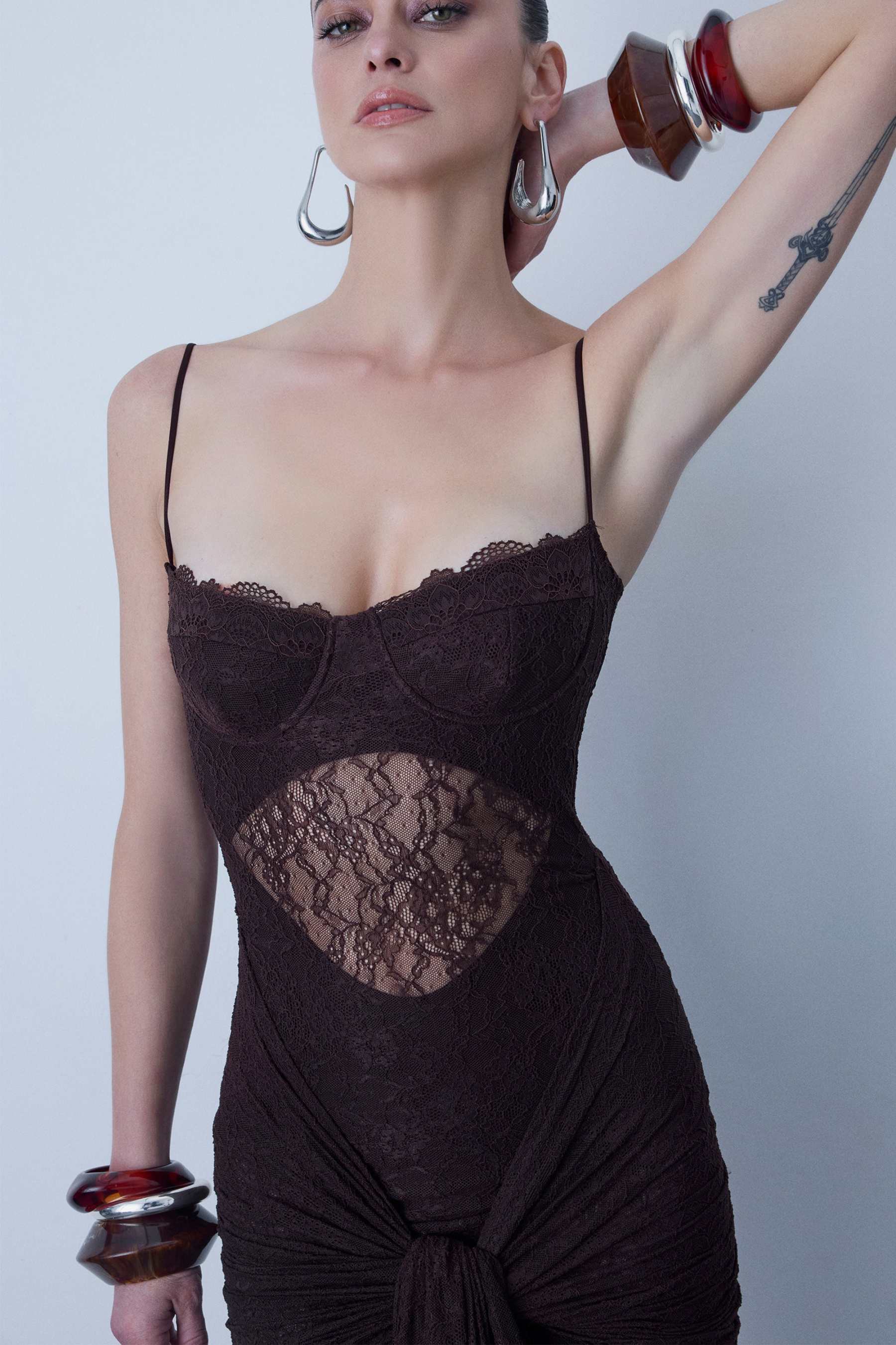 Lace See-Through Slip Maxi Dress