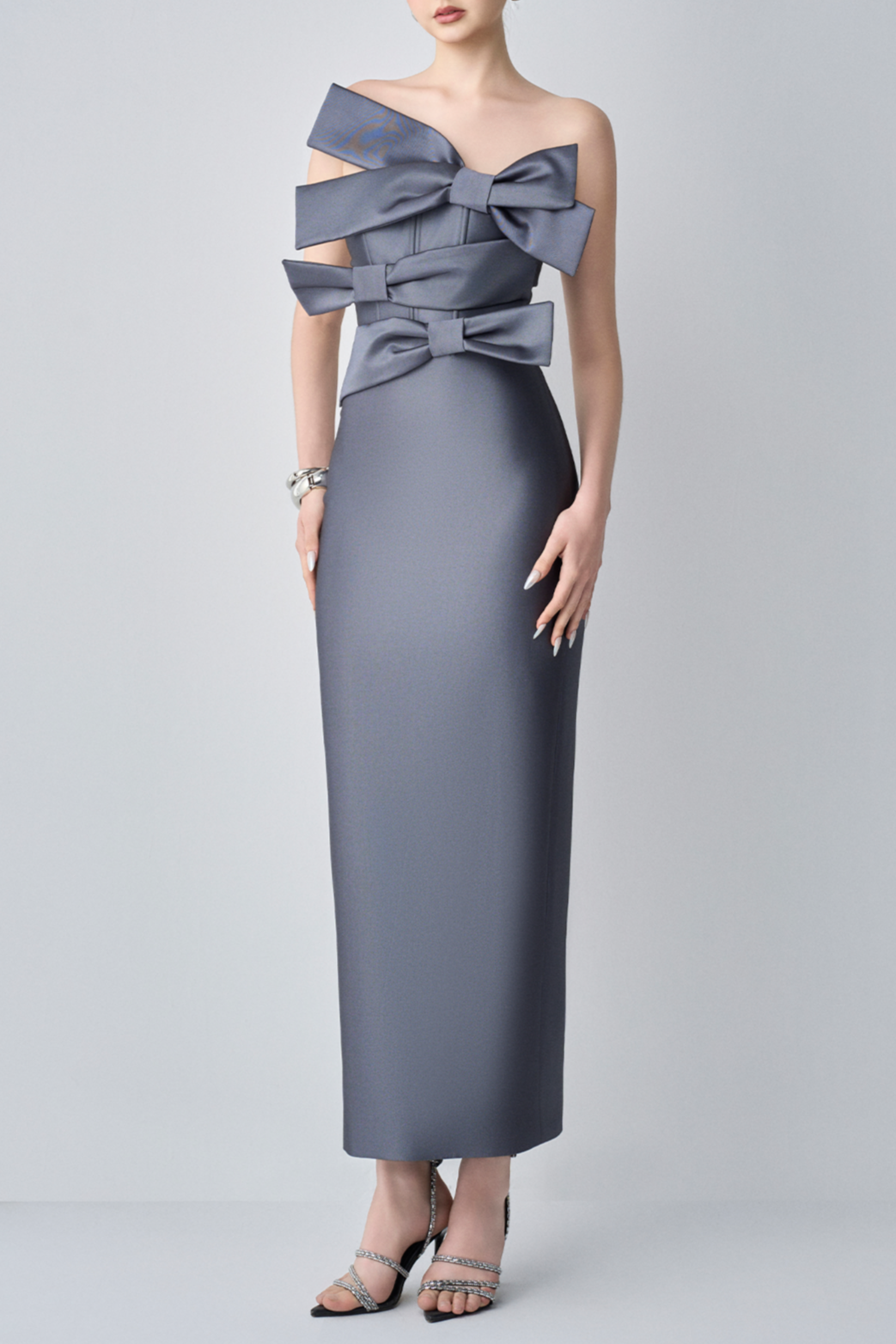 Bandage Bow Off Shoulder Midi Dress