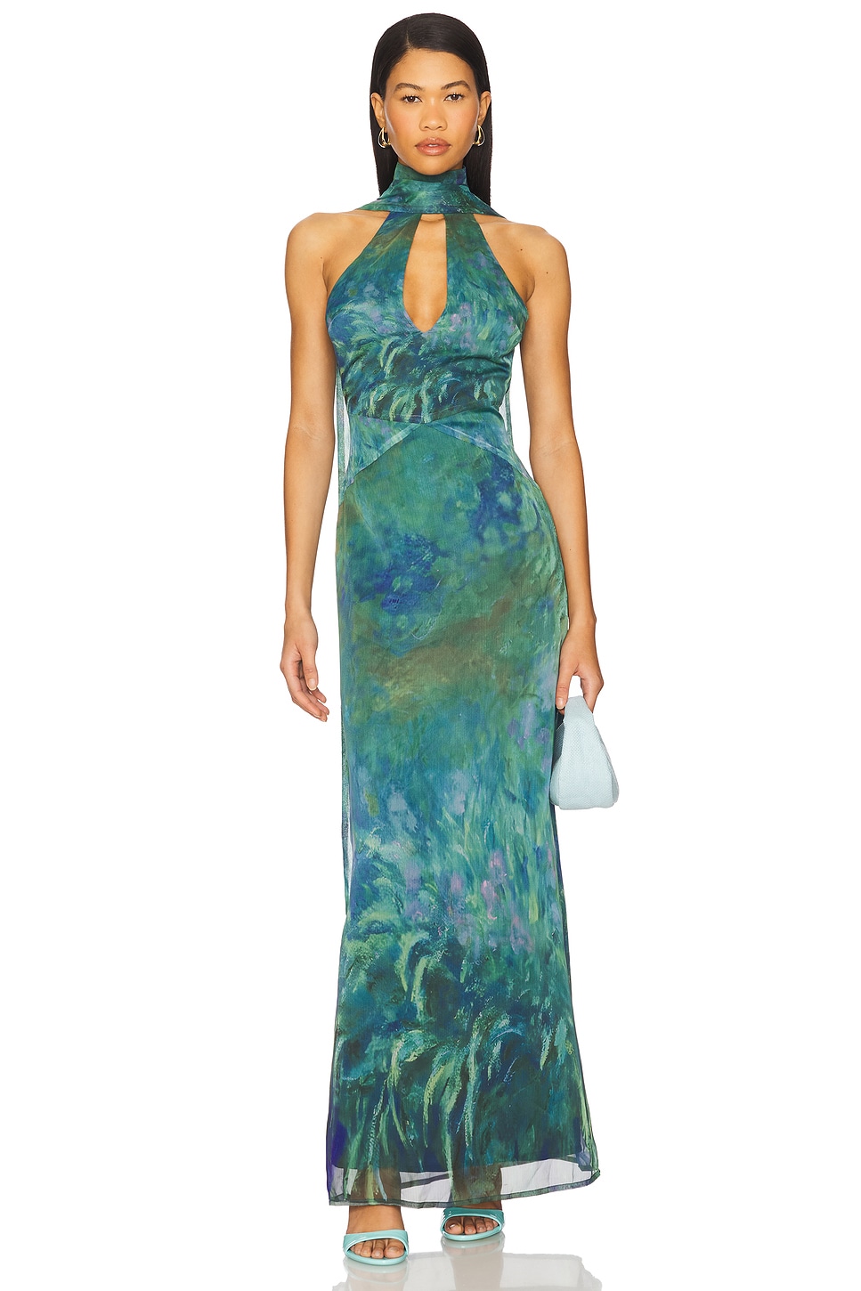 Tie Dye Halter Neck Cut-Out Maxi Dress