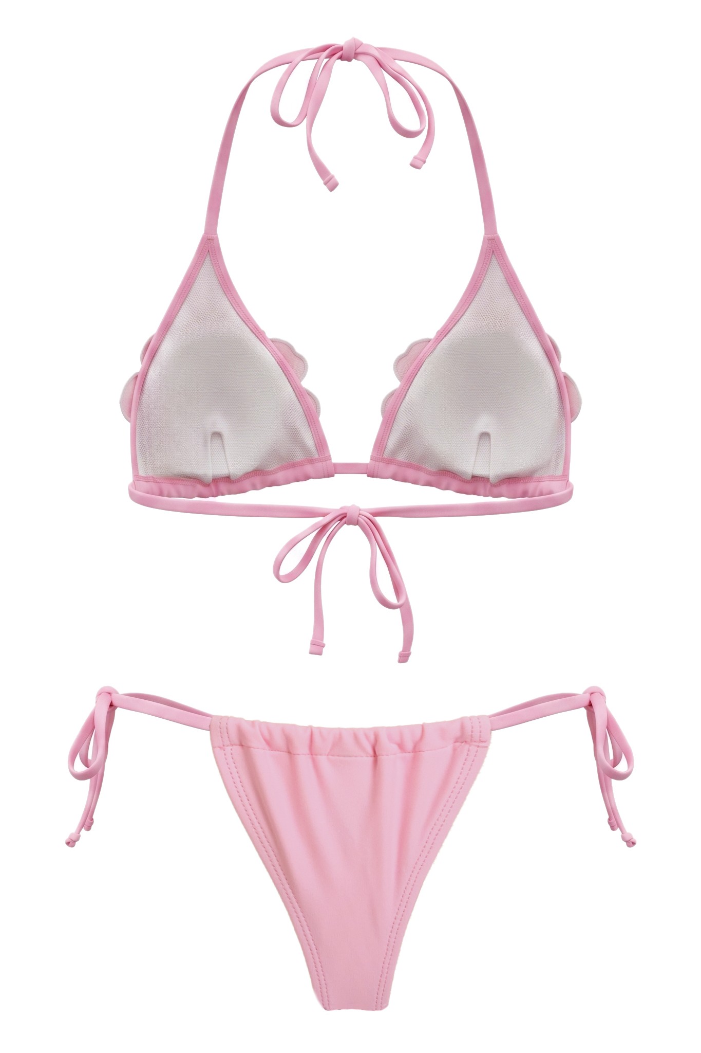 Sequin Beaded Flower Tie-Up Bikini Two Piece Set