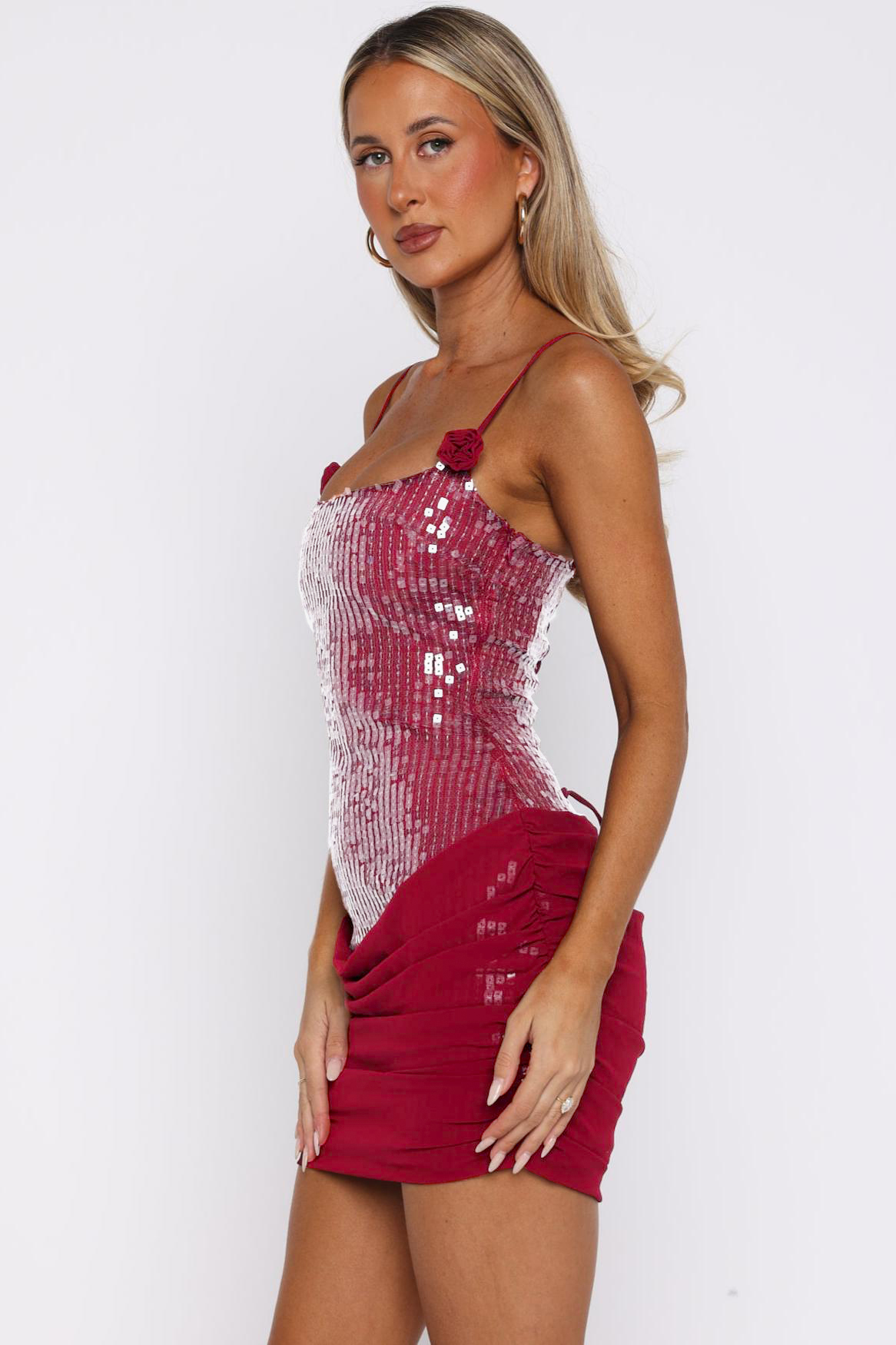 3D Flower Sequin Slip Mini Dress