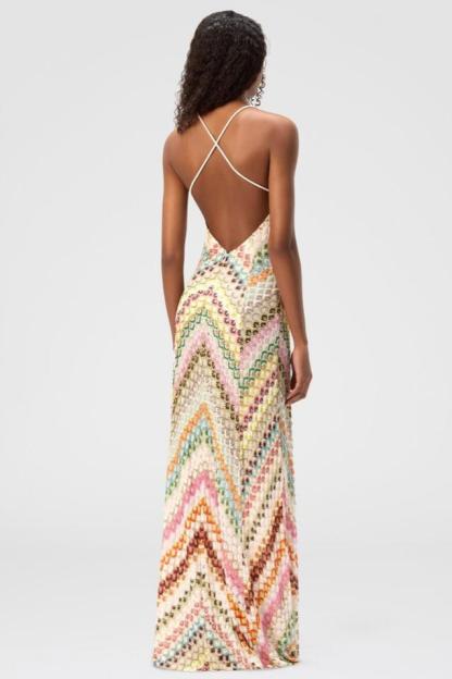 Crochet V-Neck Sleeveless Maxi Dress