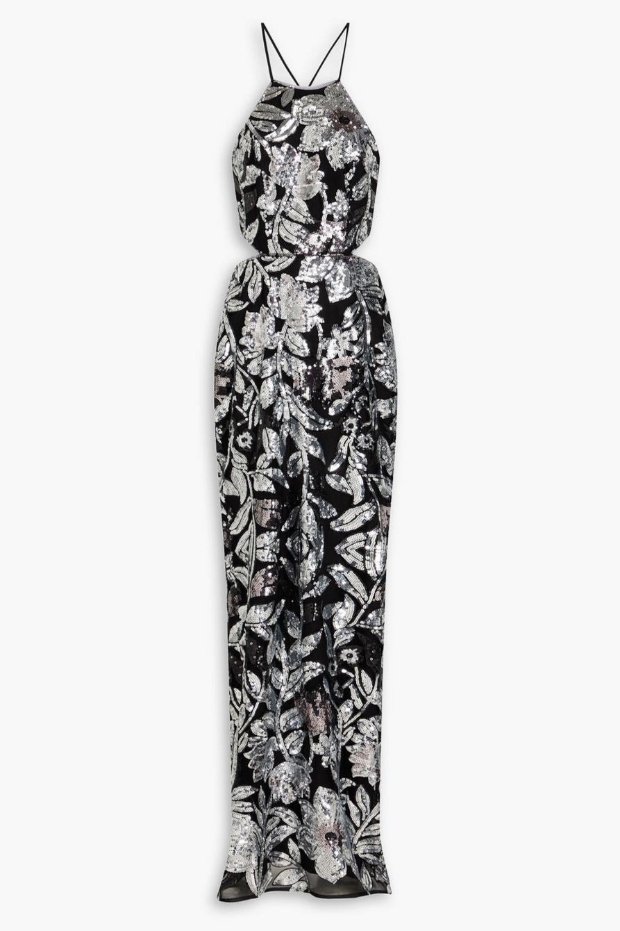 Sequin Tie-Up Sleeveless Maxi Dress